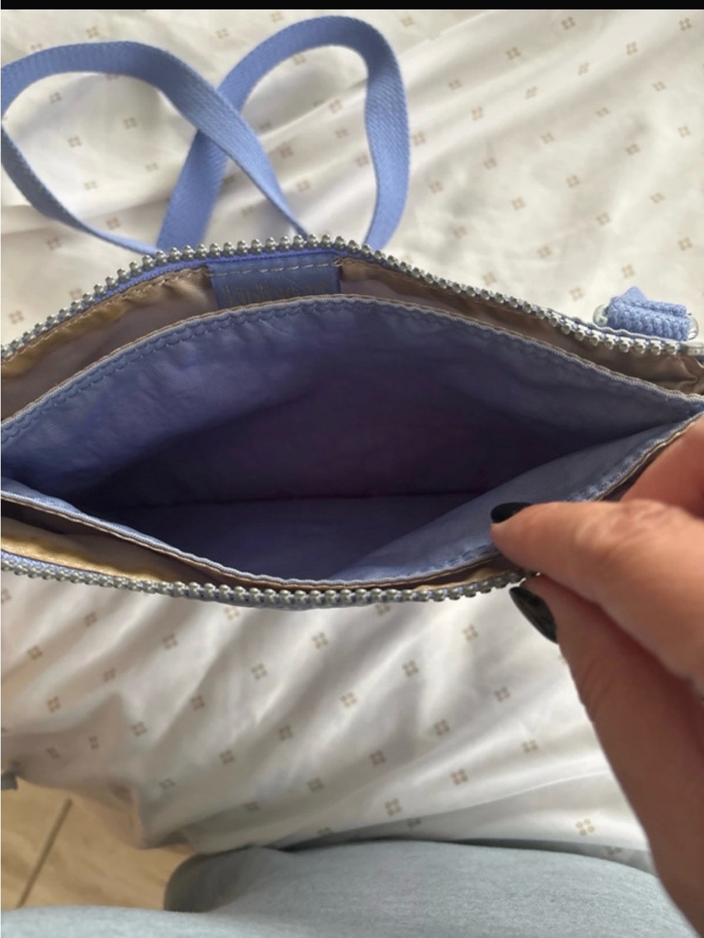 Kipling Light Blue Crossbody Bag with Lilac Interior